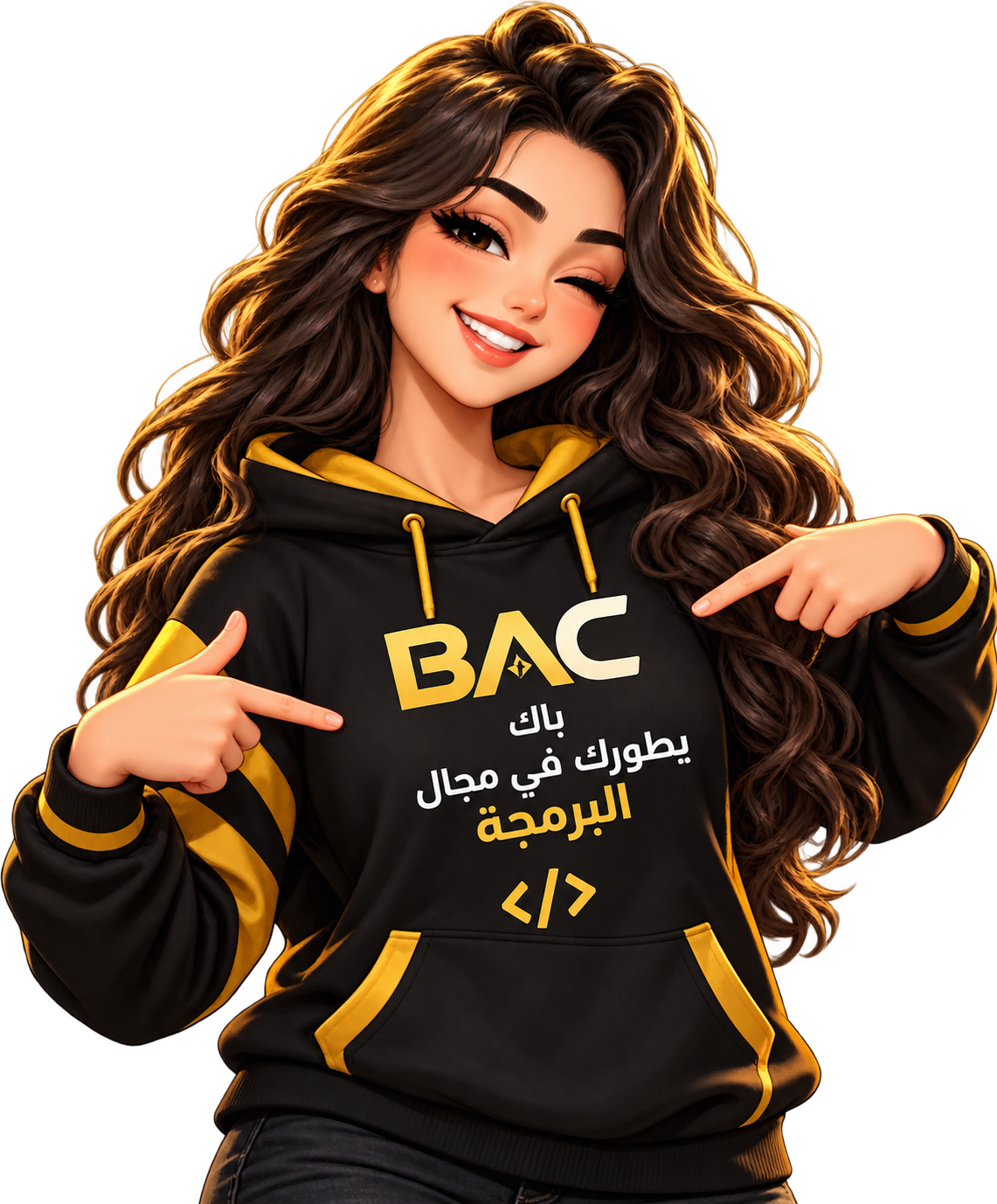 شخصية BAC — مبرمجة تشير إليك